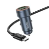 Автомобільний зарядний пристрій Hoco Z57A USB A + USB C QC3.0 PD 30W + кабель USB C до USB C Black (6942007633147)