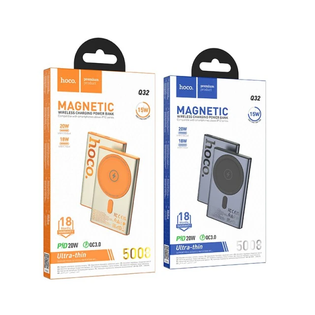 Портативний зарядний пристрій Hoco Q32 5000 mAh QC PD 20 Вт MagSafe Gray (6942007634076)
