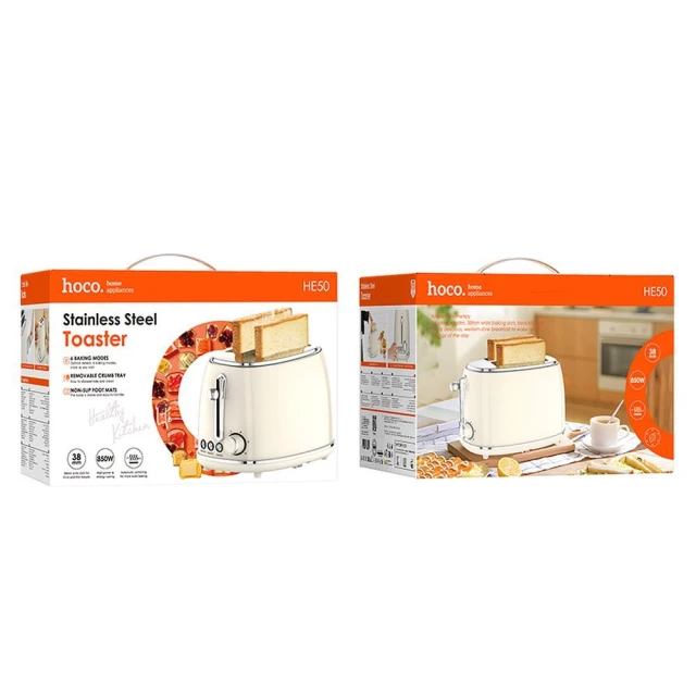 Тостер Hoco HE50 Retro 850W White (6942007638289)