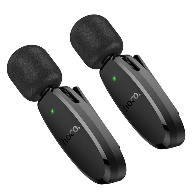 Мікрофон петличний бездротовий Hoco L15 Lightning / USB C Black (2 pack) (6942007638623)