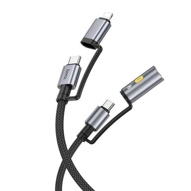 Кабель USB-C / Lightning до USB-C Hoco U138 PD 3A 60W 1,2 м з автомобільним прикурювачем Grey (6942007638999)