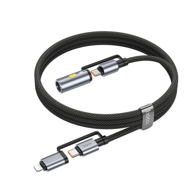 Кабель USB-C / Lightning до USB-C Hoco U138 PD 3A 60W 1,2 м з автомобільним прикурювачем Grey (6942007638999)