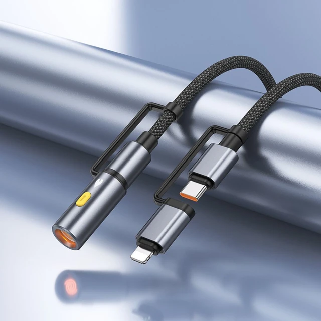 Кабель USB-C / Lightning до USB-C Hoco U138 PD 3A 60W 1,2 м з автомобільним прикурювачем Grey (6942007638999)
