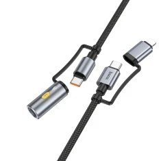 Кабель USB-C / Lightning до USB-C Hoco U138 PD 3A 60W 1,2 м з автомобільним прикурювачем Grey (6942007638999)