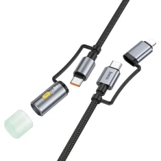 Кабель USB-C / Lightning до USB-C Hoco U138 PD 3A 60W 1,2 м з LED підсвічуванням Black (6942007639002)