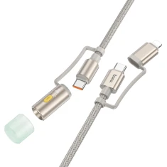 Кабель Hoco U138 All-in-one USB-C/Lightning на USB-C LED Light PD 3A 60W 1.2 м Grey (6942007639019)