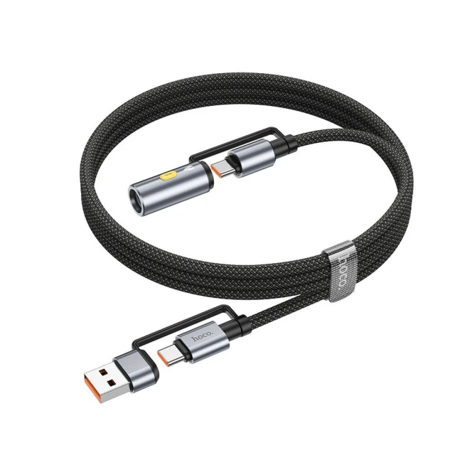 Кабель USB-A / USB-C до USB-C Hoco U138 3A 60W 1,2 м з автомобільним прикурювачем Black (6942007639026)