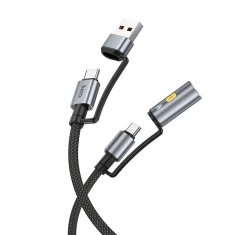 Кабель USB-A / USB-C до USB-C Hoco U138 3A 60W 1,2 м з автомобільним прикурювачем Black (6942007639026)