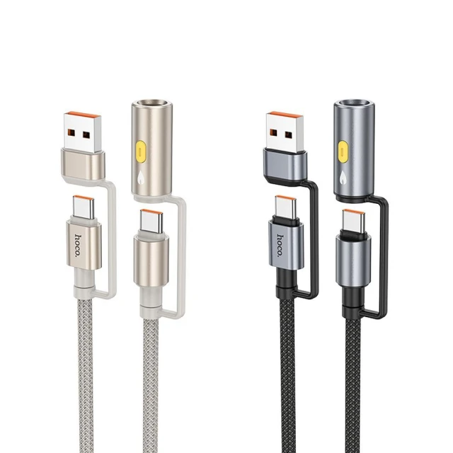 Кабель USB-A / USB-C до USB-C Hoco U138 3A 60W 1,2 м з автомобільним прикурювачем Grey (6942007639033)