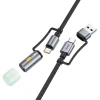 Кабель USB-A / USB-C до USB-C Hoco U138 3A 60W 1,2 м з LED підсвічуванням Black (6942007639040)