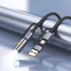 Кабель USB-A / USB-C до USB-C Hoco U138 3A 60W 1,2 м з LED підсвічуванням Black (6942007639040)