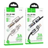 Кабель USB-A / USB-C до USB-C Hoco U138 3A 60W 1,2 м з LED підсвічуванням Black (6942007639040)