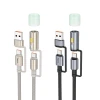 Кабель USB-A / USB-C до USB-C Hoco U138 3A 60W 1,2 м з LED підсвічуванням Black (6942007639040)