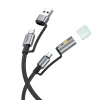 Кабель USB-A / USB-C до USB-C Hoco U138 3A 60W 1,2 м з LED підсвічуванням Black (6942007639040)