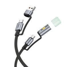 Кабель USB-A / USB-C до USB-C Hoco U138 3A 60W 1,2 м з LED підсвічуванням Black (6942007639040)