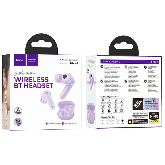 Навушники Hoco TWS EQ23 Purple (6942007639279)