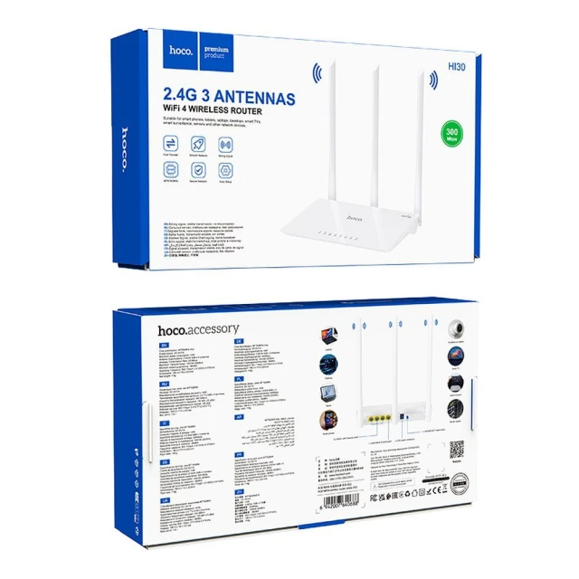 Роутер бездротовий Hoco WiFi4 HI30 White (6942007640688)