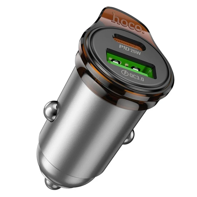 Автомобільний зарядний пристрій Hoco NZ16A USB A + USB C QC3.0 PD 43W Grey (6942007644747)