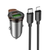 Автомобільний зарядний пристрій Hoco NZ16A USB A + USB C QC3.0 PD 3A 43W + кабель USB C to Lightning Grey (6942007644754)