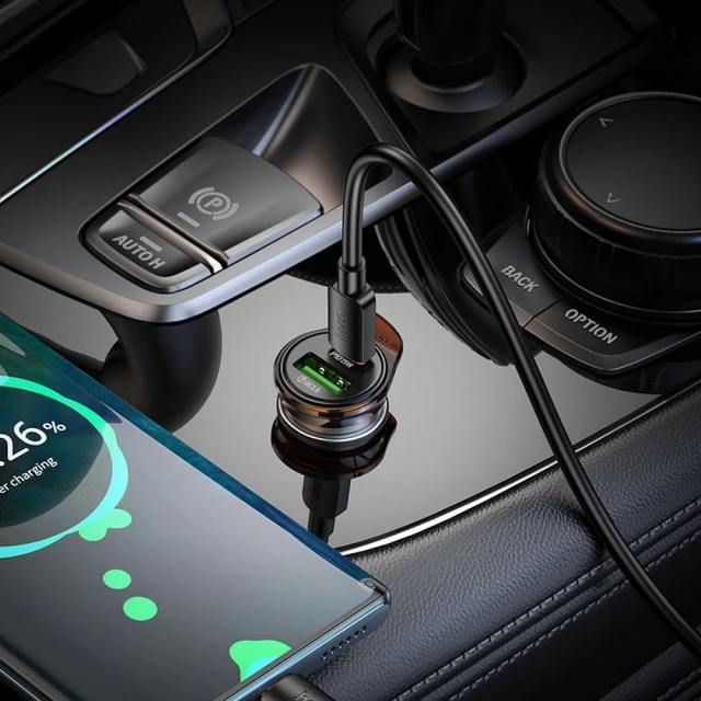 Автомобільний зарядний пристрій Hoco NZ16A USB A + USB C QC3.0 PD 43W + кабель USB C to USB C Grey (6942007644761)