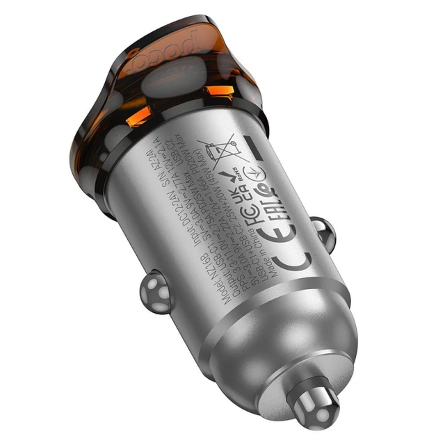 Автомобільний зарядний пристрій Hoco NZ16B 2 x USB C QC PD 45W Grey (6942007644778)