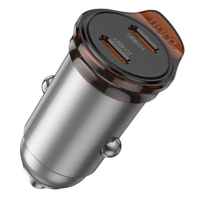Автомобільний зарядний пристрій Hoco NZ16B 2 x USB C QC PD 45W Grey (6942007644778)