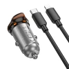 Автозарядка Hoco NZ16B 2x USB-C QC PD 45W + кабель USB-C to Lightning Grey (6942007644785)