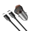 Автозарядка Hoco NZ16B 2x USB-C QC PD 45W + кабель USB-C to Lightning Grey (6942007644785)