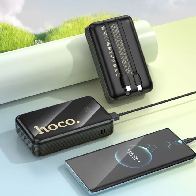 Powerbank Hoco 20000 mAh QC PD 22,5W з вбудованими кабелями USB C + Lightning Q37A Black (6942007644921)
