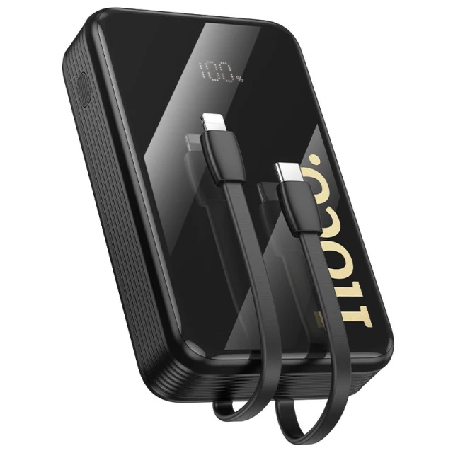 Powerbank Hoco 20000 mAh QC PD 22,5W з вбудованими кабелями USB C + Lightning Q37A Black (6942007644921)