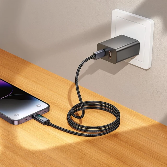 Кабель Hoco X112 USB-C to Lightning PD 27W з дисплеєм 1м Black (6942007645546)