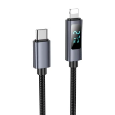 Кабель Hoco X112 USB-C to Lightning PD 27W с дисплеем 1м Black (6942007645546)