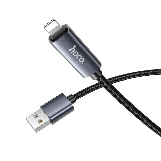 Кабель Hoco X112 USB A до Lightning 2.4A з дисплеєм 1 м Black (6942007645553)