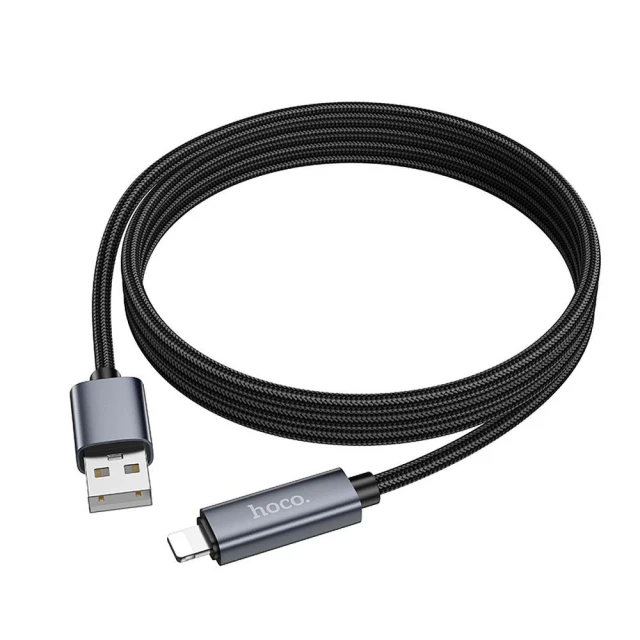 Кабель Hoco X112 USB A до Lightning 2.4A з дисплеєм 1 м Black (6942007645553)