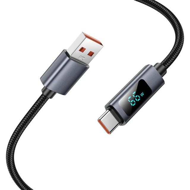 Кабель Hoco X112 USB-A to USB-C 5A з дисплеєм 1м Black (6942007645560)