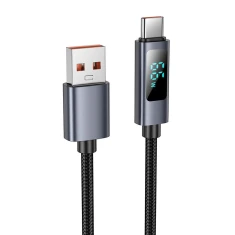 Кабель Hoco X112 USB-A to USB-C 5A з дисплеєм 1м Black (6942007645560)
