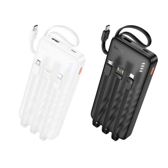 Портативний зарядний пристрій Hoco J146 10000 mAh 2A з вбудованими кабелями USB A + USB C + Lightning + Micro USB Black (6942007645898)
