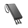 Портативний зарядний пристрій Hoco J146 10000 mAh 2A з вбудованими кабелями USB A + USB C + Lightning + Micro USB Black (6942007645898)