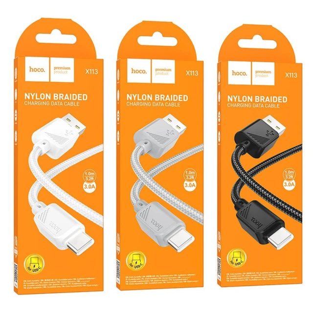 Кабель Hoco X113 USB-A to USB-C 3A 1m White (6942007646185)