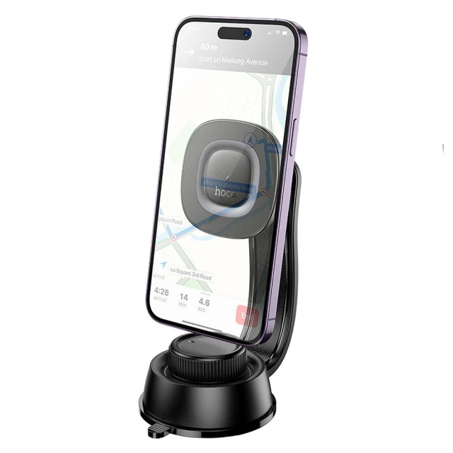 Автотримач Hoco HW31 бездротова зарядка 15W на торпеду Black (6942007646932)