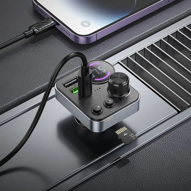 Трансмітер автомобільний Hoco E86 Bluetooth 2 x USB A + USB C QC3.0 PD 48W Black (6942007646956)
