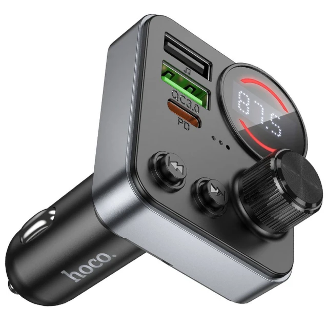 Трансмітер автомобільний Hoco E86 Bluetooth 2 x USB A + USB C QC3.0 PD 48W Black (6942007646956)