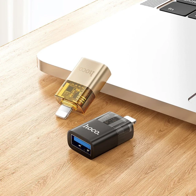Адаптер OTG Lightning до USB A Hoco UA36 Clear (6942007647151)