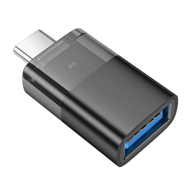 Адаптер Hoco UA36B OTG USB-C на USB-A Transparent Black (6942007647199)
