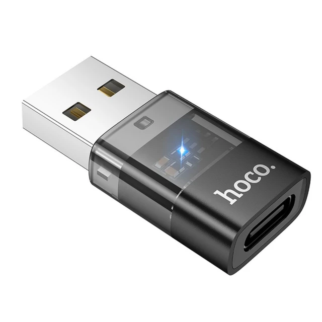 Адаптер Hoco UA36C USB A to USB C Transparent Black (6942007647212)