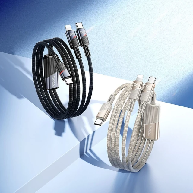 Кабель Hoco U139 2в1 USB-C на USB-C + Lightning 5A 100W 1.2 м Black (6942007647656)