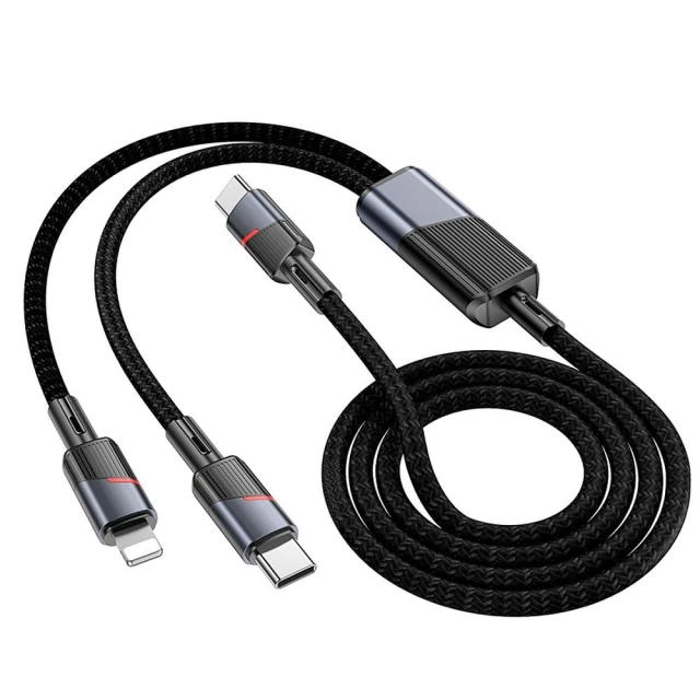 Кабель Hoco U139 2в1 USB-C на USB-C + Lightning 5A 100W 1.2 м Black (6942007647656)