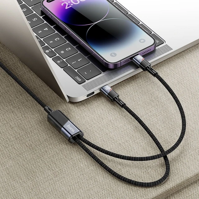 Кабель Hoco U139 2в1 USB-C на USB-C + Lightning 5A 100W 1.2 м Black (6942007647656)