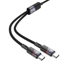 Кабель 2в1 USB C до USB C / USB C Hoco 5A 100W 1.2 м U139 Black (6942007647670)