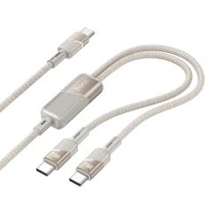 Кабель 2в1 USB-C to USB-C / USB-C Hoco U139 Gold (6942007647687)